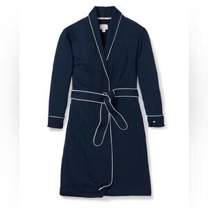 Petite Plum Women's Navy Blue Pima Cotton Belted Robe Size Large